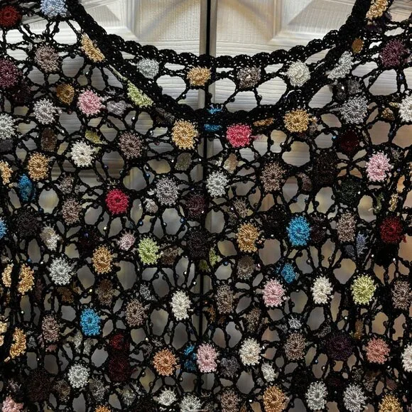 🌸 Vintage-Style Hand Crochet Floral Mesh Top | Women’s Small - Picture 2 of 3